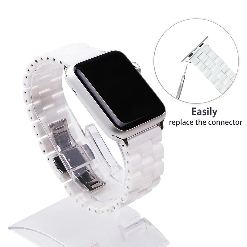 Керамический ремешок для часов 44 мм для Apple Watch 38 мм 42 мм умный ремешок для часов браслет керамический ремешок для часов iWatch 40 мм