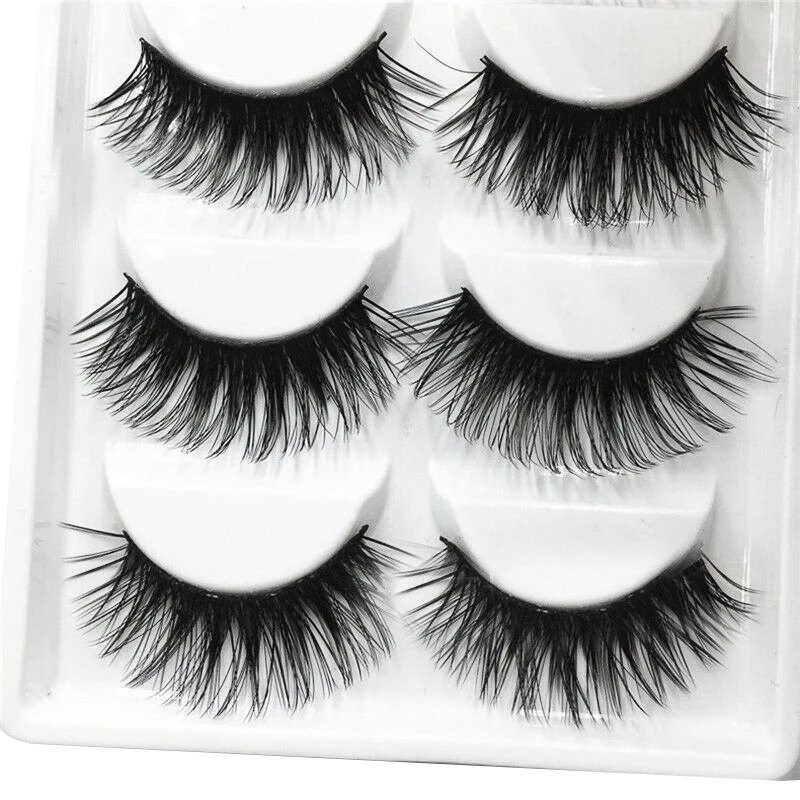 

5 Pairs Of Eyelashes Eye Makeup 3D Long Fake Artificial Eyelashes Set Black