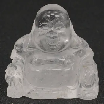 

1.4" Natural Clear Quartz Crystal Maitreya Buddha Stone carved Figurine Crafts Lucky Chakra Healing Reiki