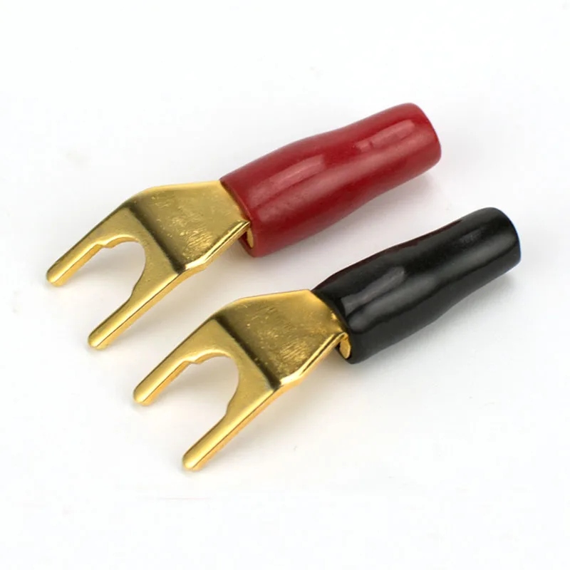 4pcs Copper Plated Wiring Fork Horn U shaped Banana Fork Y type Speaker