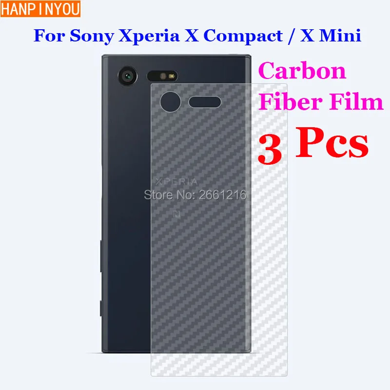 3 Pcs/Lot For Sony Xperia X Compact / Mini 4.6&quot New 3D Non-slip Clear Carbon Fiber Back Film Screen Protector Protective Sticker |