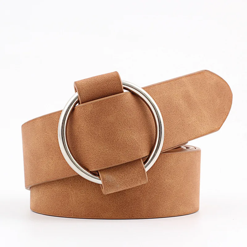 

Fashion Women Vintage Metal Round Buckle Waist Belt Waistband Needle-free Circle Casual Ladies Belt
