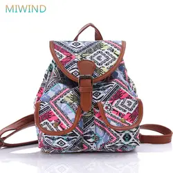 MIWIND Лидер продаж Женская Винтаж Холст Рюкзак национальный Этническая рюкзаки для девочек школьные ранцы оба плеча сумки