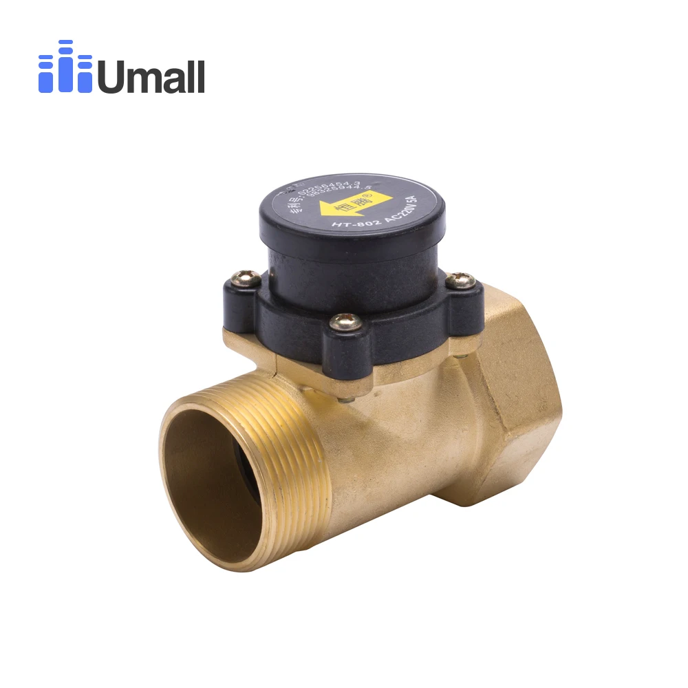 

HT802 1.5 Inches Water Pump Flow Switch Liquid Booster Solar Heater Brass Magnetic Pressure Automatic Control Valve Sensor 220V