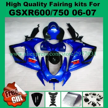 

9gifts, Fairing kits for GSXR600 GSXR750 06 07 SUZUKI K6 K7 GSX-R750 GSX-R600 2006 2007 BLUE BLACK Fairings