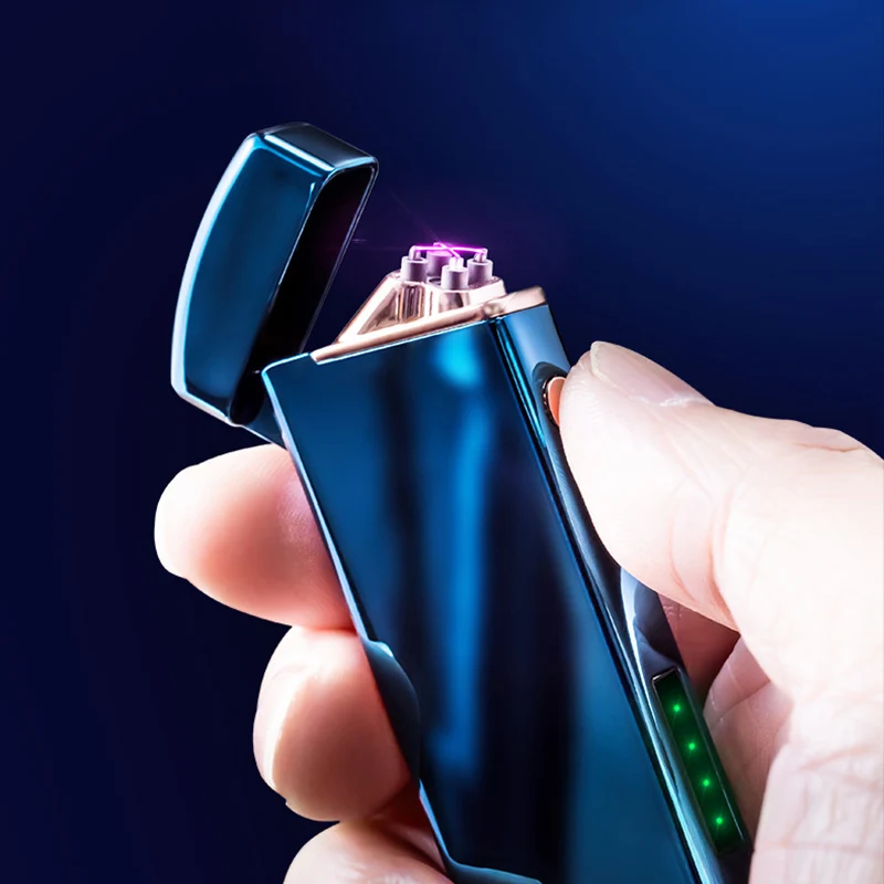 Плазменная USB Зажигалка для курения сигарет с двойной дугой ветрозащитная