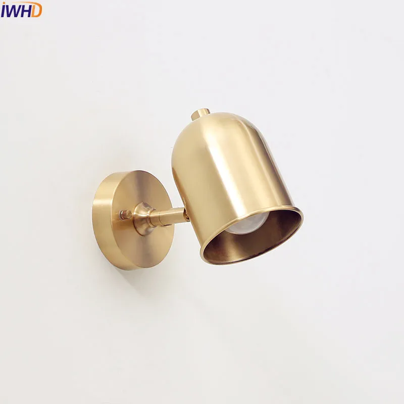 

IWHD Brass Copper LED Wall Lights Fixtures Stair Bedroom Bathroom Mirror Light Wandlampen Vintage Wall Lamp Home Lighting