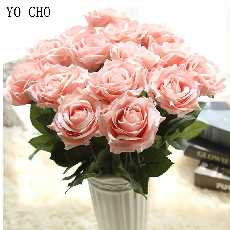 YO CHO Cheap Flowers Artificial Flowers High Quality Simulation Silk Flower Versailles Rose Flower For Wedding Home Garden Decor