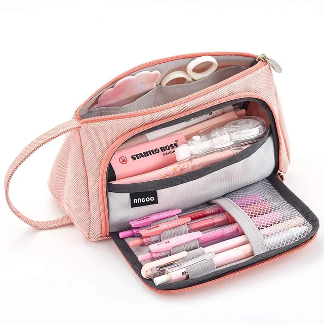 Big Capacity Pencil Case Gift Pouch Pen Holder for Middle High School Girl  Adult Large Office Storage Pink Stationery Bag Eraser - AliExpress