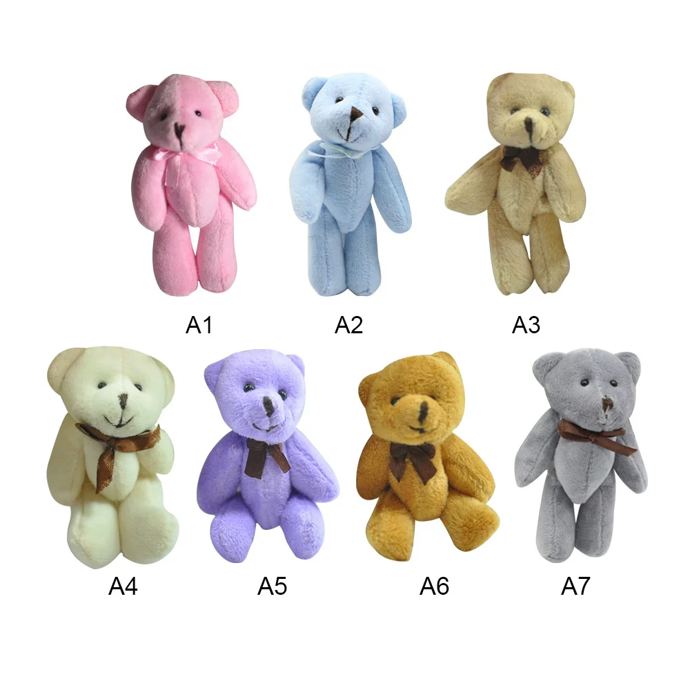 13cm Cartoon Teddy Bear Plush Stuffed Toy Flower Bouquet Joint Mini Teddy Bear For Diy Wedding 5