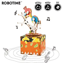 Robotime DIY птица и дерево 3D игра деревянная головоломка в сборе вращающаяся музыкальная шкатулка игрушка подарок для детей взрослых AM301