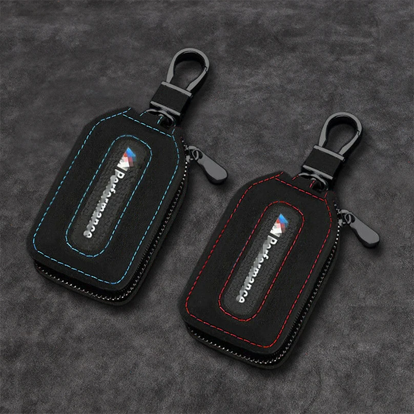 

///M Performance Matte Leather Car Key Bag Shell Cover Keychain Holder Fit For BMW