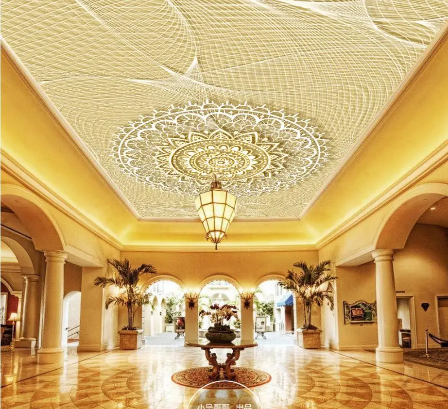 

European style Custom Wallpaper Roll Art lines Living Room Kitchen 3D Ceiling Murals 3d Abstract Wallpapers Ceiling Decoration