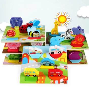 

Baby Toys 3D Puzzle Wooden Toys New Cartoon Animal/Vehicle Scenes Puzzle Child Educational Learning Birthday Gift