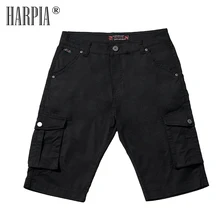 Harpia летние новые мужские карго Шорты повседневные шорты Высокое качество модные Карманы Сплошной черный тонкий хлопок большой размер короткие брюки