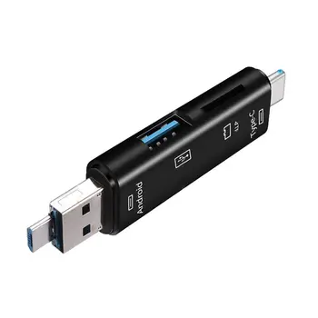 

5-in-1 Multifunctional OTG Card Reader Micro-SD / SD Card / USB Reader Support TF Android Type-c Phone / Computer / Type-c Uni