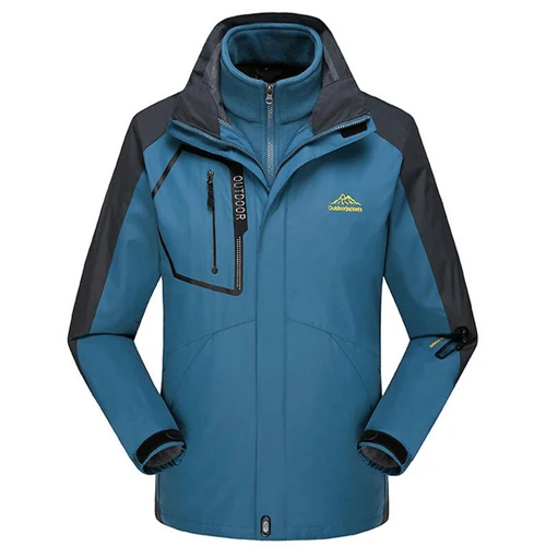 XIYOUNIAO размера плюс L~ 7XL 8XL 9XL зимняя куртка мужская 2 в 1 ветрозащитная водонепроницаемая куртка с капюшоном мужская Тактическая Военная парка пальто - Цвет: denim blue