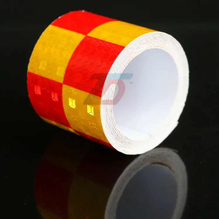 

5cmx5m Red Orange Squares Safety Mark Reflective Tape Stickers Strips car-styling PVC Self Adhesive Warning Tape High Visibility