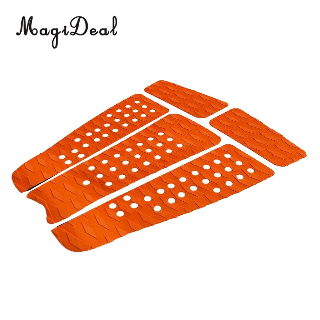 MagiDeal 5 Pieces Non Slip Diamond Grooved EVA Surfboard Traction Deck Grip Tail Pad Surfing Kiteboard Skimboard Accessories