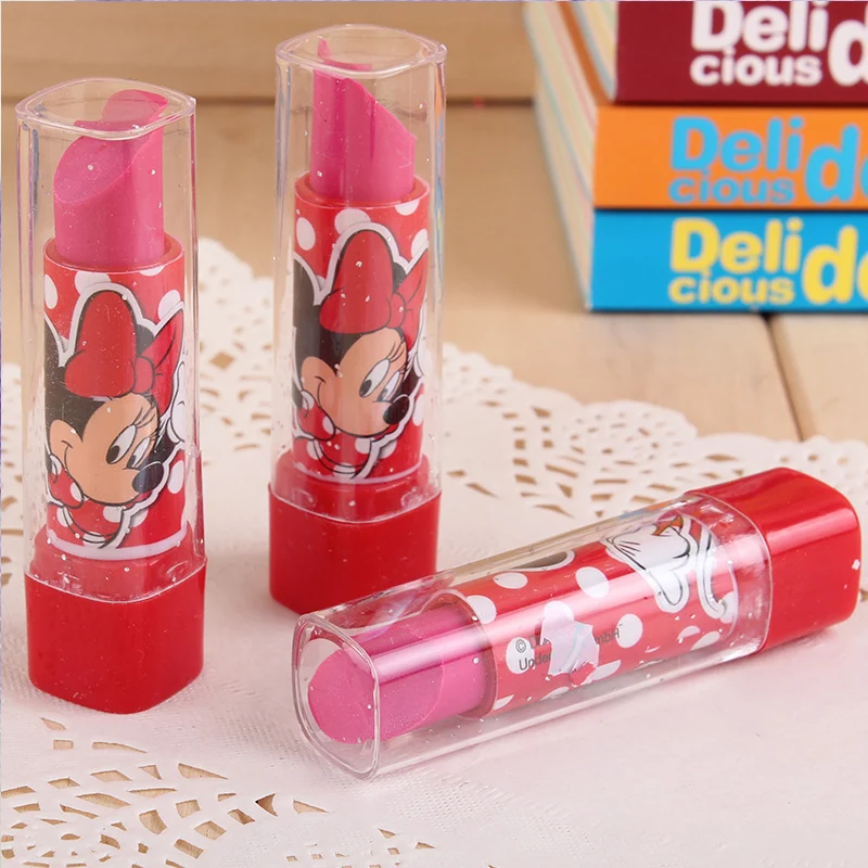 

1pc Cute lipstick shape eraser Korea creative stationery school supplies pupils prizes paragraph gift