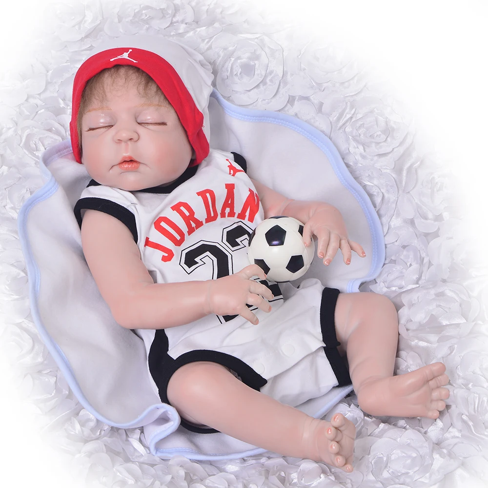 

Lifelike 58 cm Sleeping Full Silicone Reborn Baby Dolls 2018 Fashion Birthday Gifts Cute 23'' Doll Baby Boy For Kids Playmates
