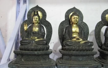 

18 Tibet Buddhism Temple 100% Copper Bronze 24K Gold Gild Sakyamuni Buddha Set