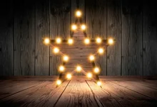 Laeacco Wooden Board Five-pointed Star Lamp Baby Photography Backgrounds Customized Photographic Backdrops For Photo Studio
