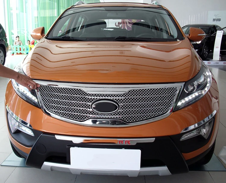 Для KIA Sportage 2011 2012 2013 из нержавеющей стали передний бампер сотовый Центр решетка гоночный гриль Накладка для автомобиля Стайлинг