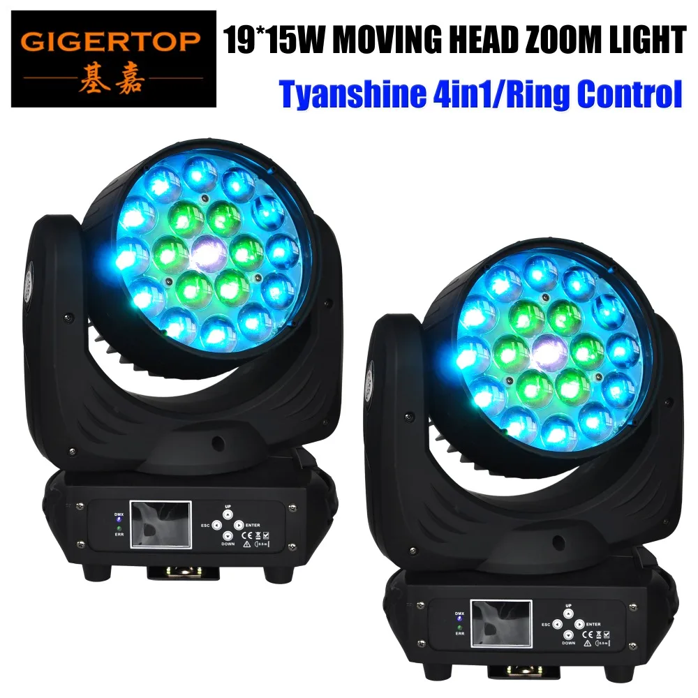 

Freeshipping Ring Color Control 19 x 15W Led Moving Head Light Zoom Beam/Wash 2in1 Effect Original Tyanshine 4in1 RGBW Color Led