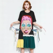 Футболка в Корейском стиле с круглым вырезом, модных цветов с кисточками, футболка с рисунком «глаз» и «мороженое» для девочек, топы с принтом «Waven», Camiseta feminina, Лидер продаж