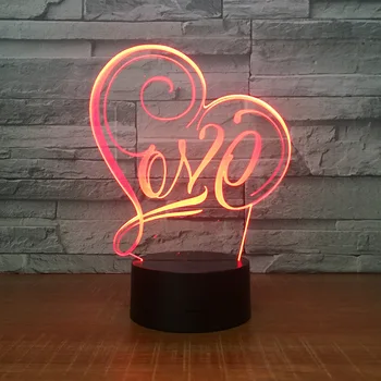 

7 color creative table lamp LED gift acrylic bedroom bedside 3d night light Valentine's day Christmas gift love 2426