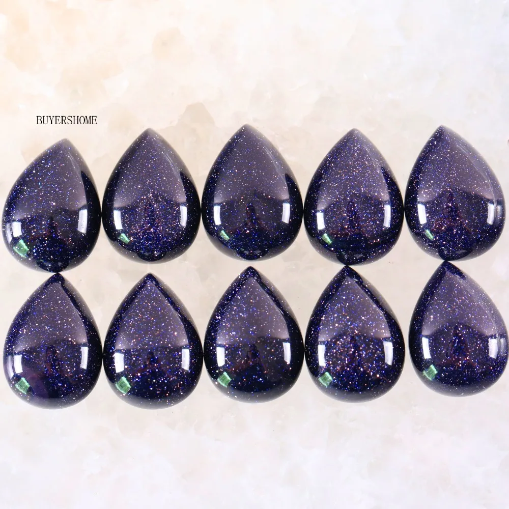 

10Pcs 18x13MM Water Drop Natural Stone Beads Blue Sandstone CAB Cabochon For Making Necklace Earrings Bracelets K813