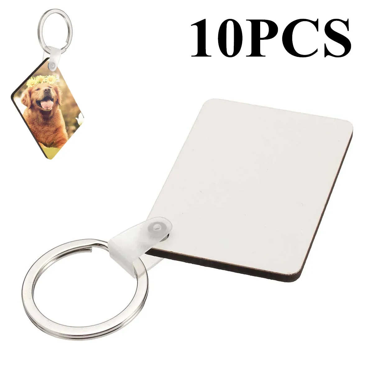 

10Pcs Rectangle Blank Board Sublimation Printing Keyrings For Heat Press Machine