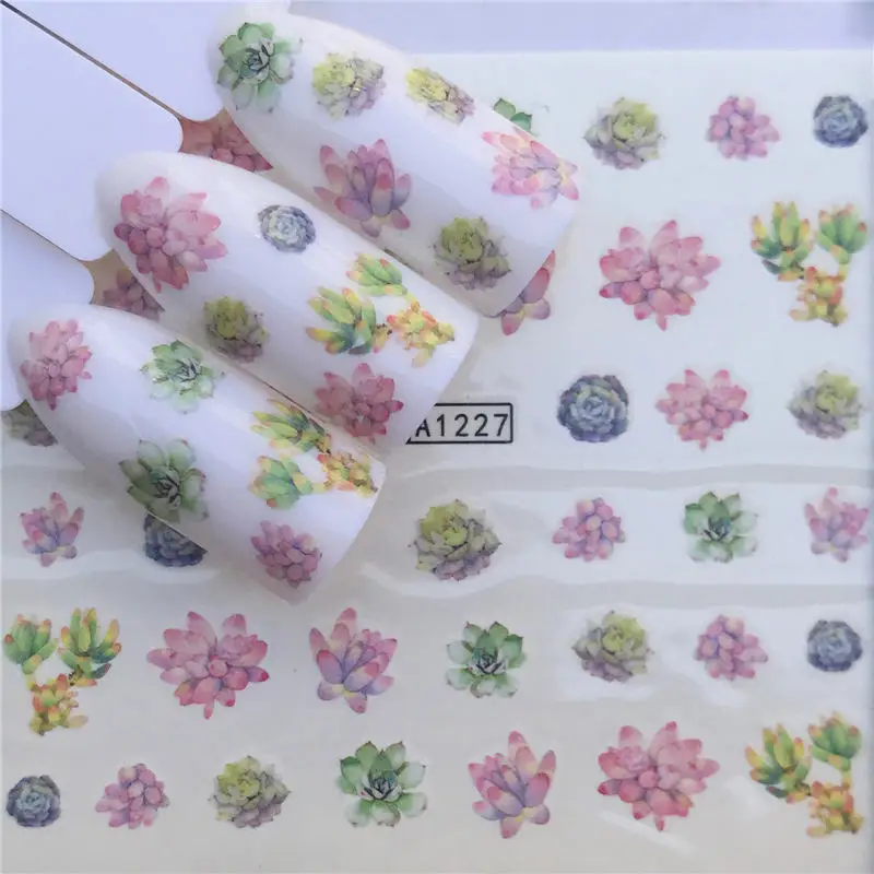 YZWLE 1 лист цветной цветок переводные наклейки для ногтей наклейки для дизайна ногтей наклейки Обертывания маникюрные украшения