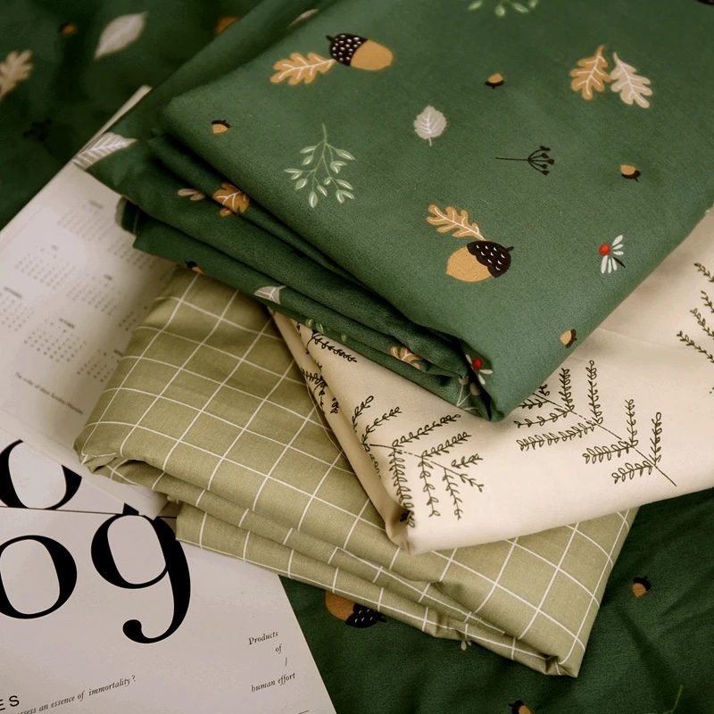 

250cm x 50cm Green pine cone full cotton lining DIY Sheet Quilt cover Bedding cloth Decorate manual fabric 320g/m
