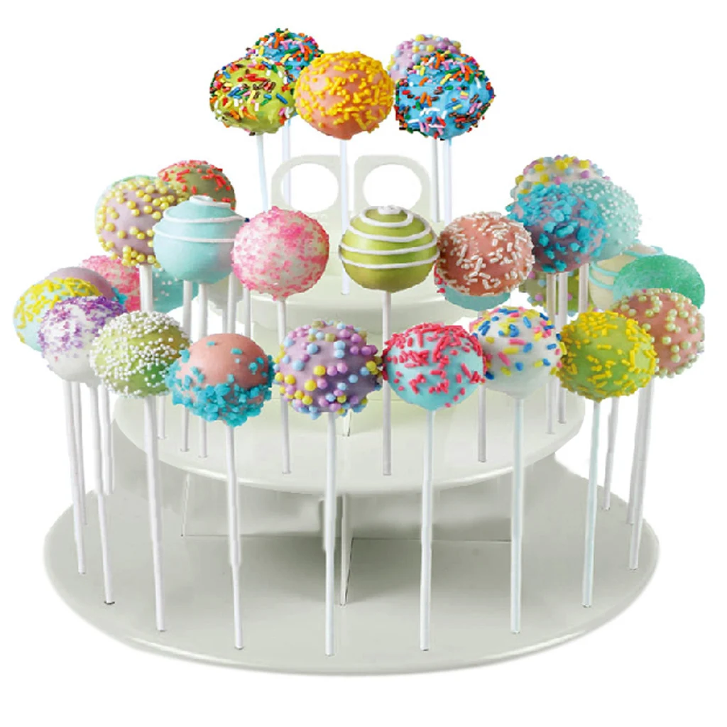 3-Tier 42 Holes Plastics Cake Pop Lollipop Cupcake Display Stand Wedding Party Decor Candy Stand Cake Tool Birthday Party Supply