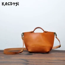 KACDYSI из натуральной кожи растительного дубления кожи качество женские Сумки ручками дизайнер Винтаж женская сумка дамская сумочка