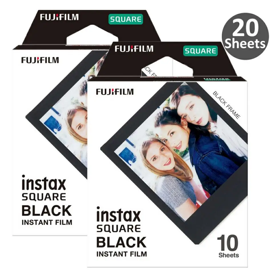 Fujifilm Instax квадратная черная пленка фотобумага(10-100 листов) для Instax SQ10 SQ6 SQ20 мгновенные пленки камеры поделиться SP-3 принтер - Цвет: 20 Sheet