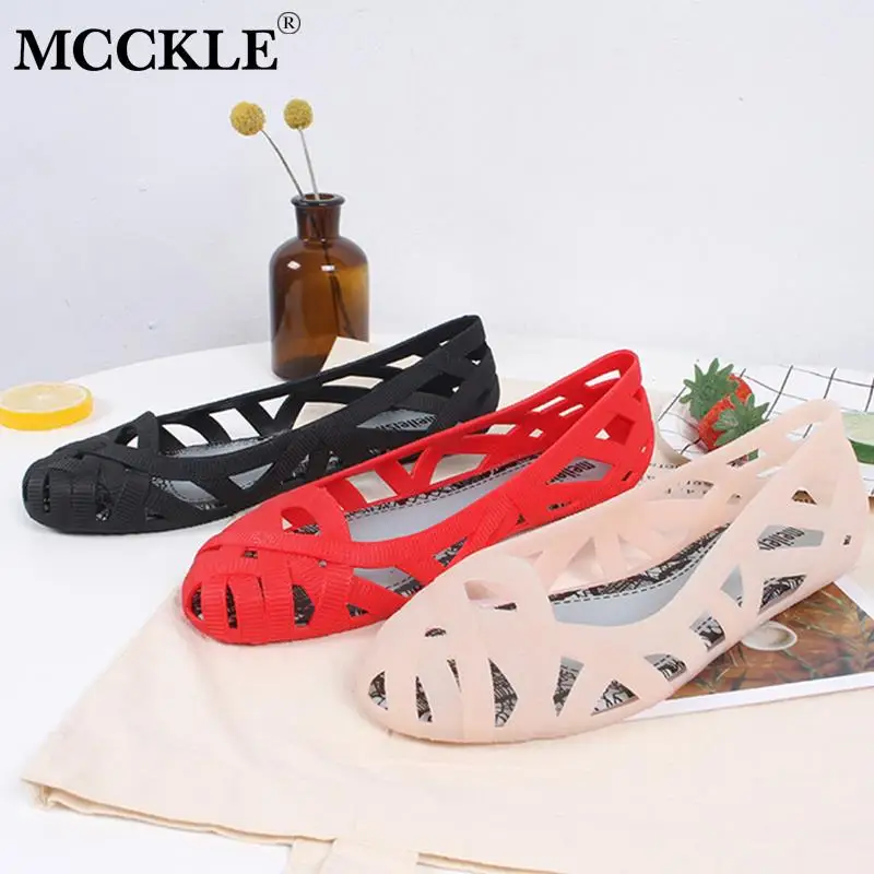MCCKLE Women's Sandals Hollow Summer Shoes for Women Slip on Jelly Shoes Sandals Fashion Soft Light Slides Ladies Comfort Shoe 4