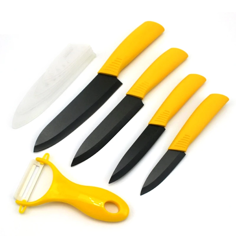 FINDKING Quality Ceramic kitchen knives black pattern blade with holder  Peeler covers ceramic knife set kitchen knifes set best - AliExpress