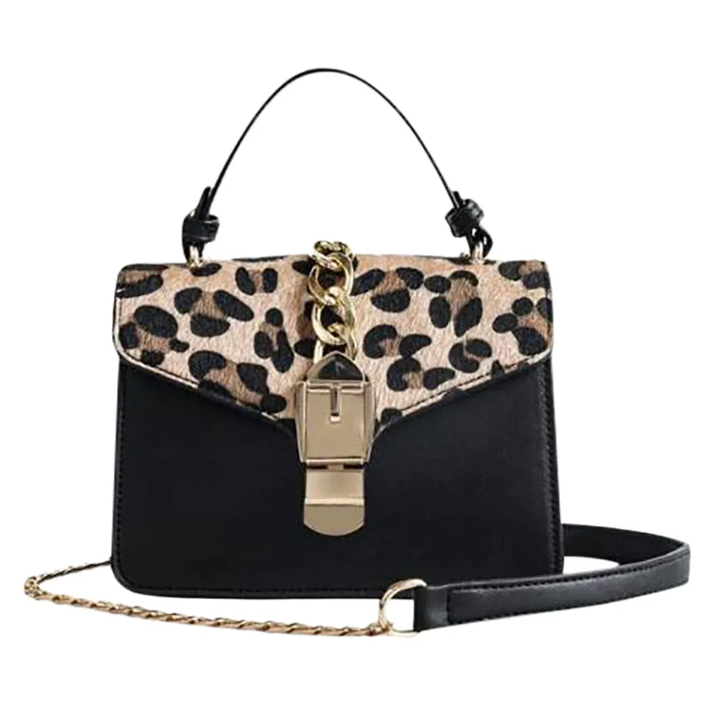 

Messenger bag Women's Simple Fashion Leopard wild Chain Handbag Shoulder Bag Chain buckle Small Square Bags A1