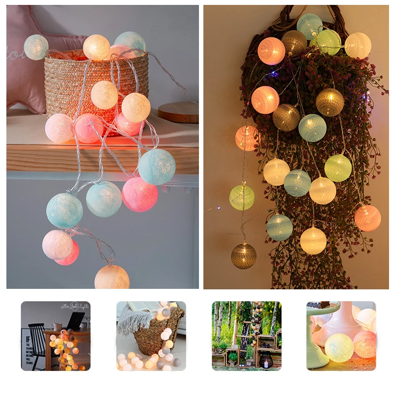 

Anpro 3m 20 Cotton Balls LED String Lights USB Powered Christmas Bedroom Garland Cotton Ball Light Guirlande Lumineuse Lights