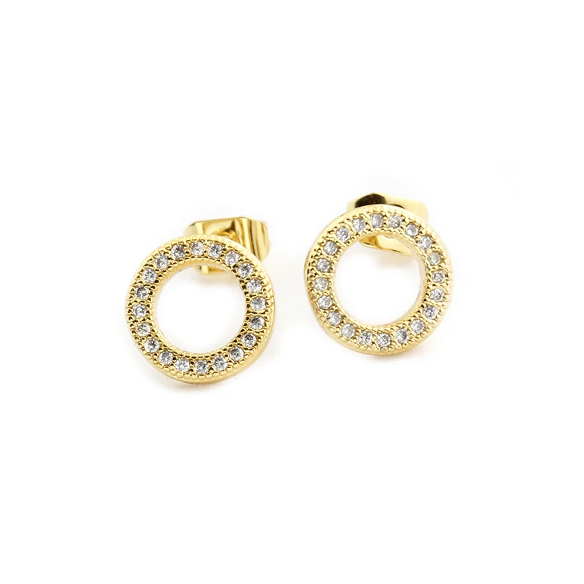 

Wholesale 10pair/lot Eternity Shiny CZ Circle Stud Earrings Women Kolczyki Fashion Jewelry Geometric Crystal Tiny Round Earrings