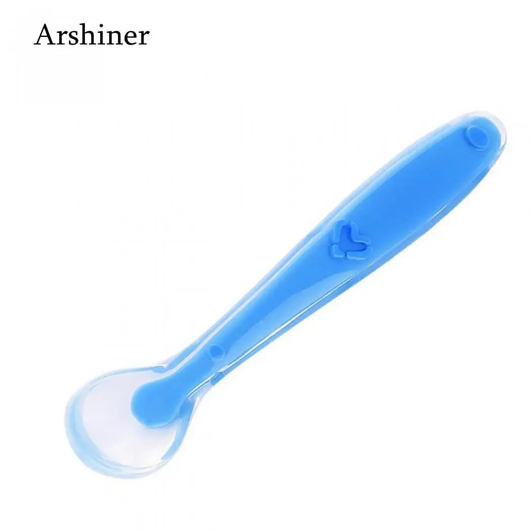 Kids Pattern Blue Pink Baby Green Feeding Soft Silicone Safe Geometric 18 Orange 7g Spoon Fashion Heart