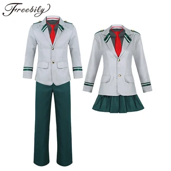 

Hot Adult Men Women School Uniform Anime Cosplay Costume Lapel Collar Coat with Pants or Skirt halloween costumes for women men