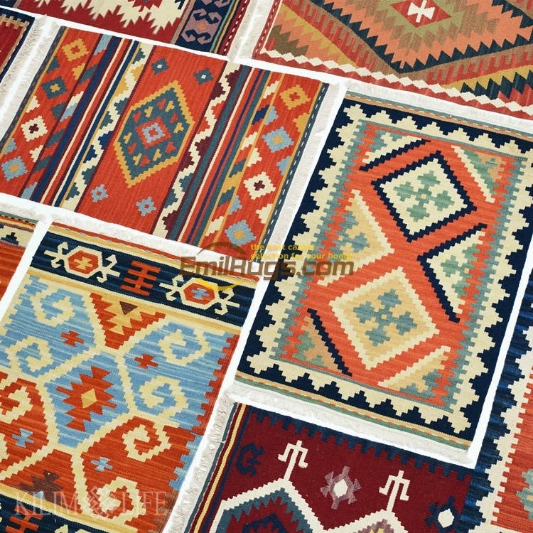 

carpet room Exotic national wind geometric hand-woven wool kilim carpet mattress tapestry RUG gc137yg2