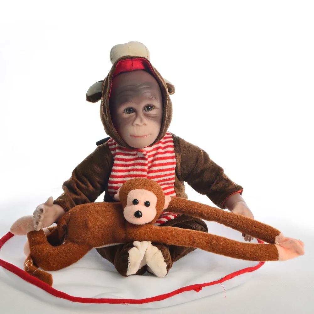 19 &quotОбезьяна Reborn Baby Doll Apes силиконовые куклы игрушки ткань тело реалистичные дети
