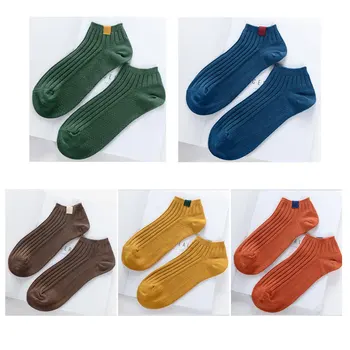 

5 pair per lot Pure Color Cotton Men scoks , Five different color classics men and women ankle socks Vintage Cotton Socks