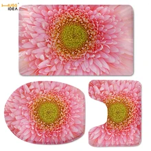 HUGSIDEA розовый цветочный набор ковриков для ванны цветок хризантемы 3 шт. мягкое сидение для унитаза крышка пьедестал дом декоративный дверной коврик