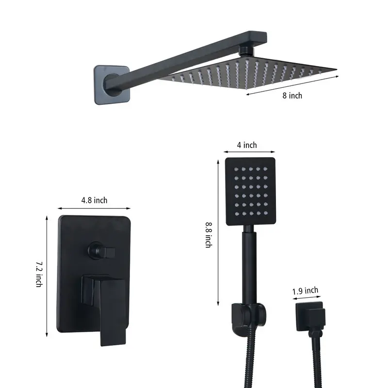 JIENI 8 10 12 16 дюймов черная живопись ультра тонкая душевая головка Настенный Ванная